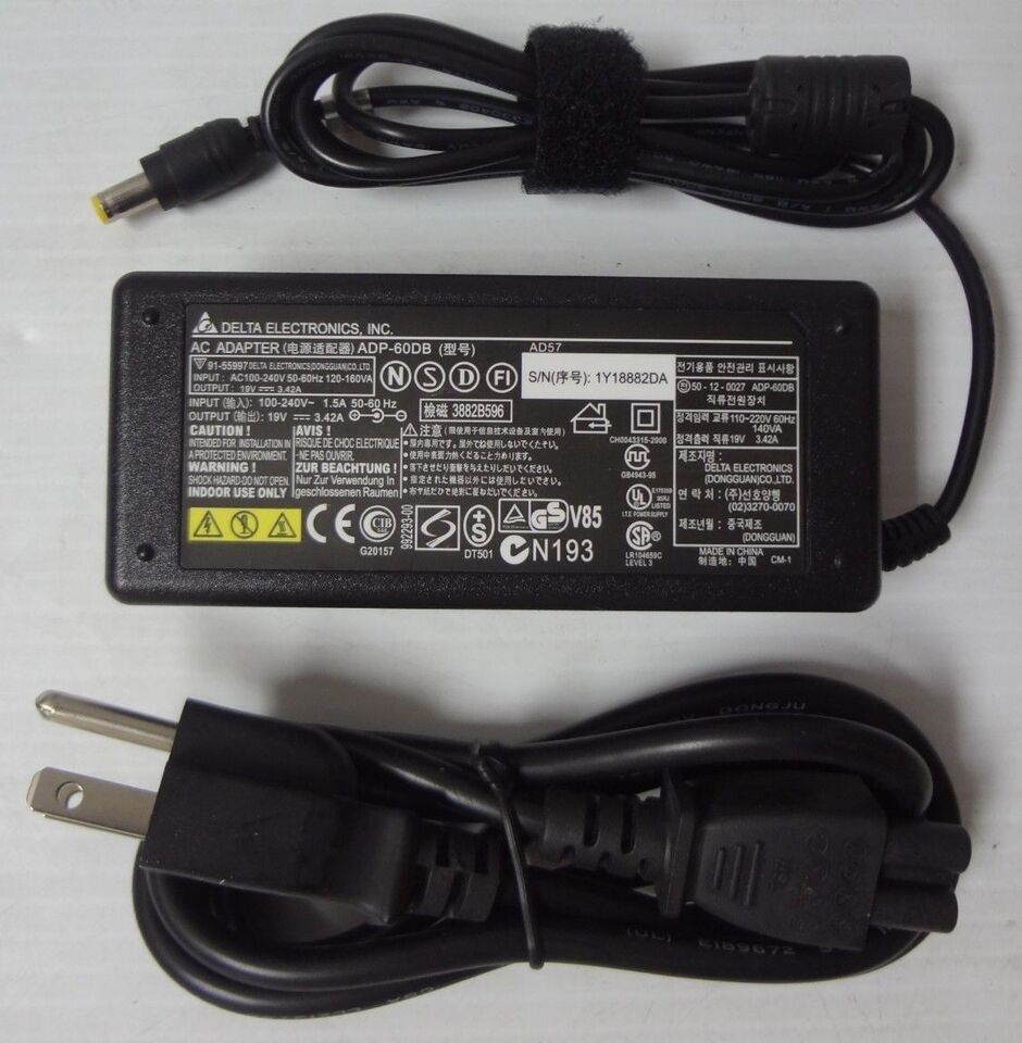 *Brand NEW*Delta Electronics 19V 3.42A 64W AC Adapter ADP-60DB Power Cable -1 POWER Supply - Click Image to Close